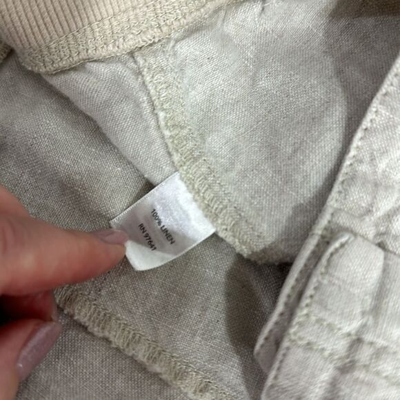 J. Jill Linen Elasticized Waist High Rise Shorts In Beige Size 14 - Picture 5 of 10
